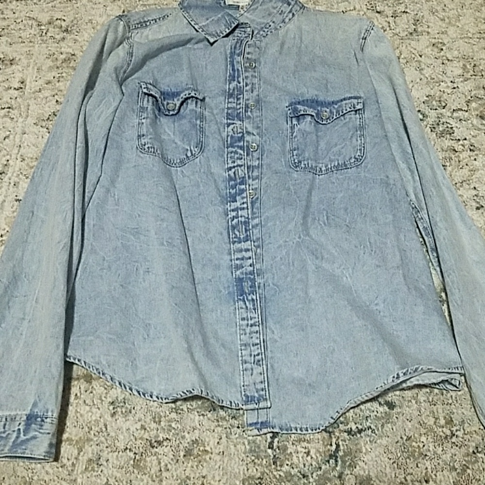 Denim button down.